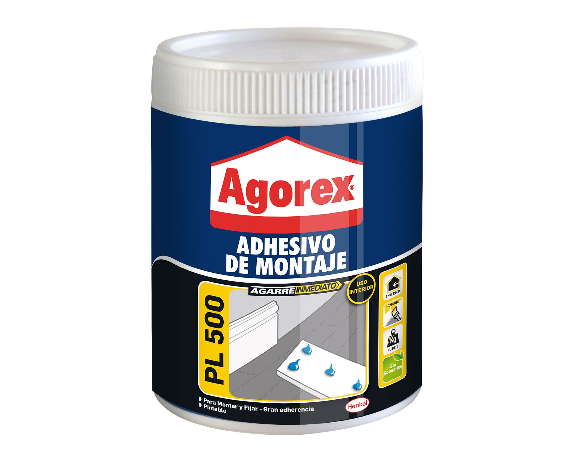 Adhesivo de montaje 800 gr PL 500 blanco Agorex