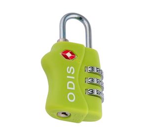 Candado TSA viajero con clave 3 diales 30mm verde Odis