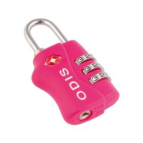 Candado TSA viajero con clave 3 diales 30mm rosado Odis