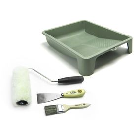 Set pintura rodillo + brocha + espátula + bandeja Estampa