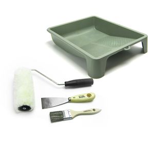 Set pintura rodillo + brocha + espátula + bandeja Estampa