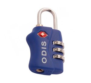 Candado TSA viajero con clave 3 diales 30mm azul Odis