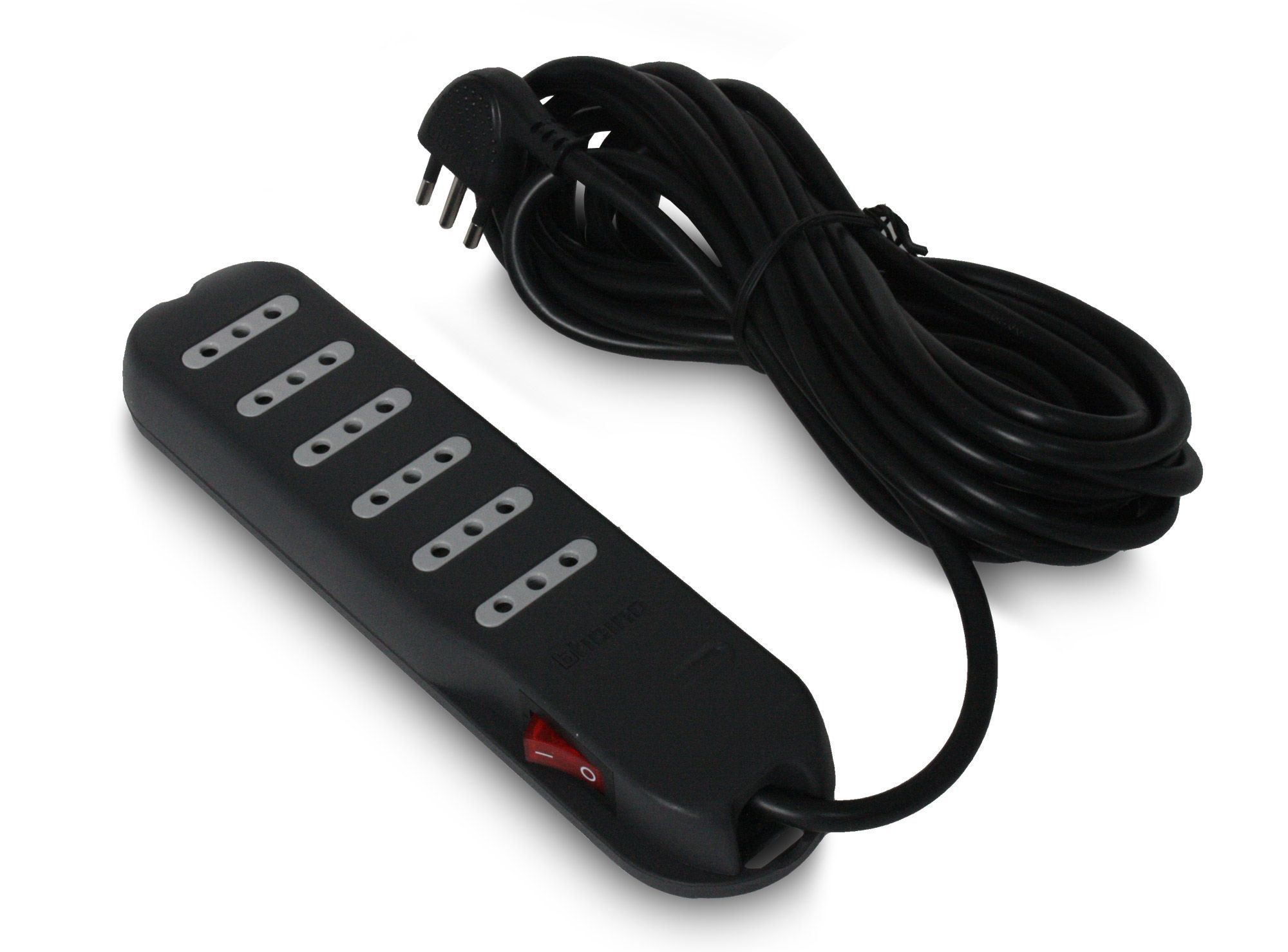 Alargador con interruptor 6  posiciones 5 m gris Bticino
