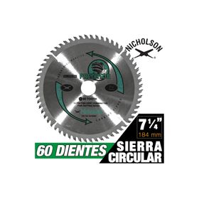 Disco sierra circular 7 1/4'' 60 dientes Nicholson