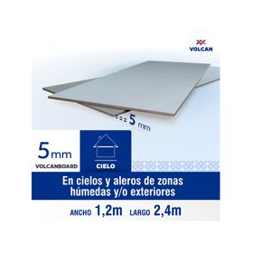 Plancha fibrocemento 5x1200x2400 mm Volcanboard Volcán