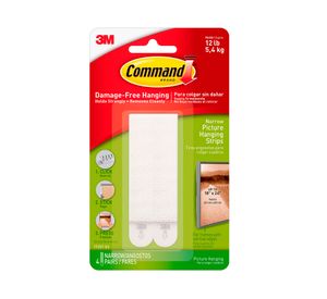 Tiras para colgar cuadros Delgado 4 pares blanco Command