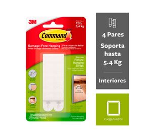 Tiras para colgar cuadros Delgado 4 pares blanco Command