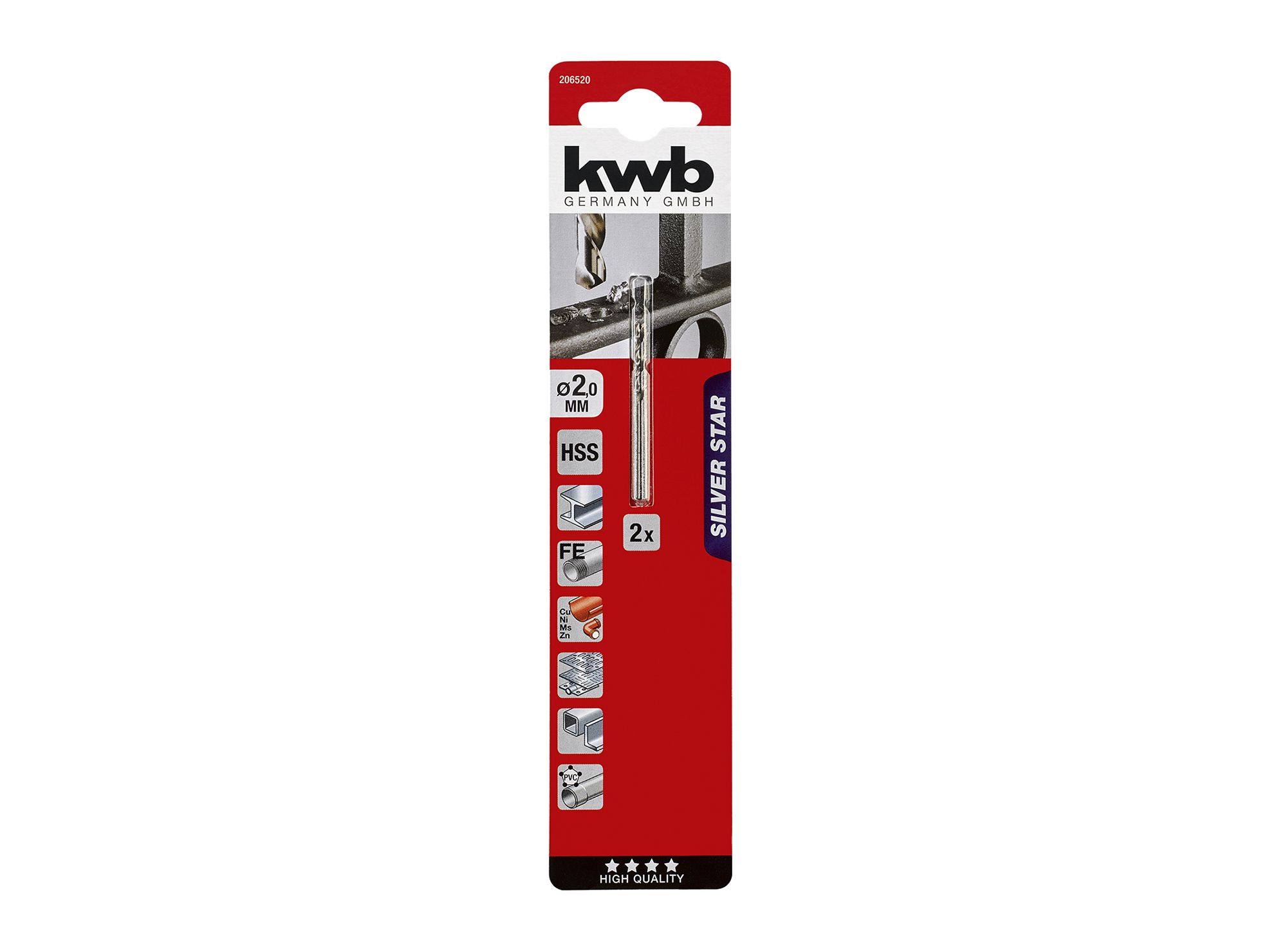 Broca para metal 2 mm HSS silver star 206520 KWB