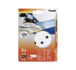 Disco de pulir para lijadora 5'' grano 120 pack 5 unidades KWB