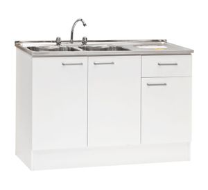 Mueble base lavaplatos ED 3 puertas 1 cajón blanco Mobikit