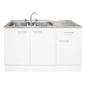 Mueble base lavaplatos ED 3 puertas 1 cajón blanco Mobikit