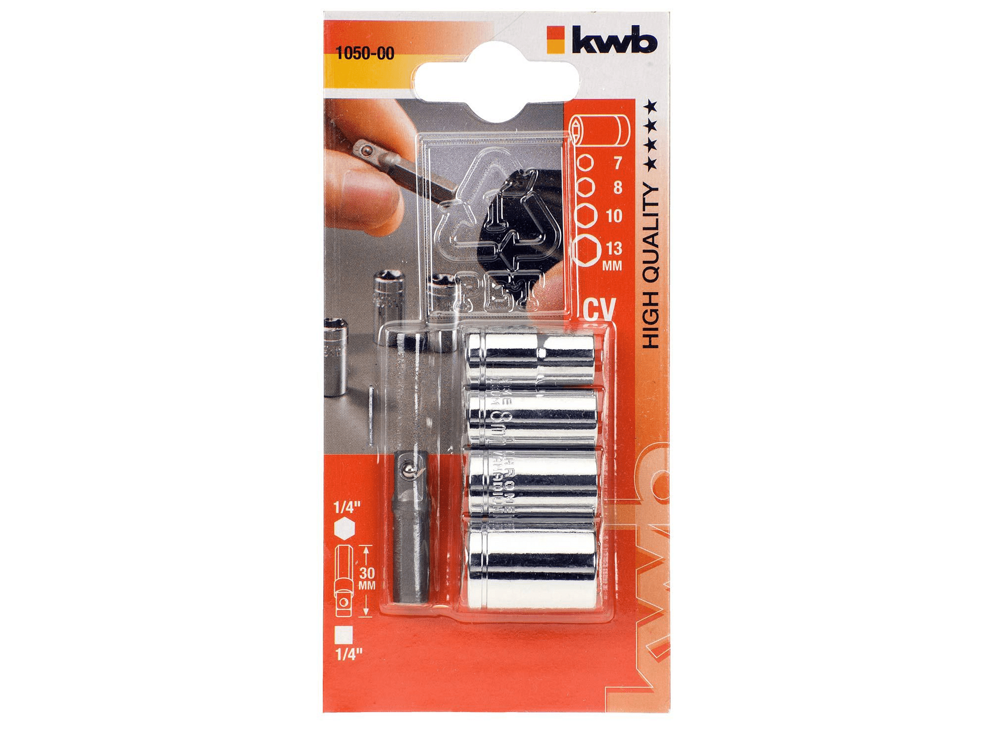 Adaptador + llave de vaso 1/4 30 mm 105000 KWB