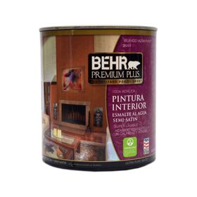 Esmalte al agua interior Semi-Satinado blanco Behr Premium Plus 1/4 Galón (litro)
