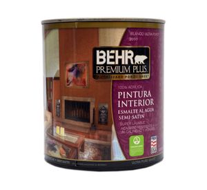 Esmalte al agua interior Semi-Satinado blanco Behr Premium Plus 1/4 Galón (litro)