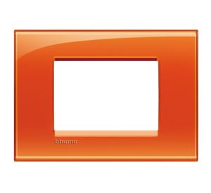 Placa rectangular 3 módulos naranja Bticino
