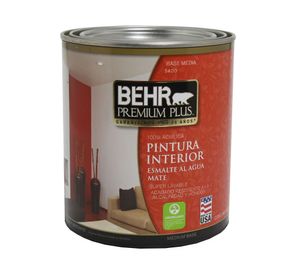 Esmalte al agua interior Mate blanco Behr Premium Plus 1/4 Galón (litro)