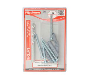 Tornilo tirafondo 1/4 x 3'' + tarugo + broca Imporper