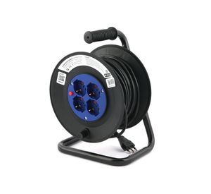 Alargador carrete 4 posiciones 25 m negro/azul Rittig