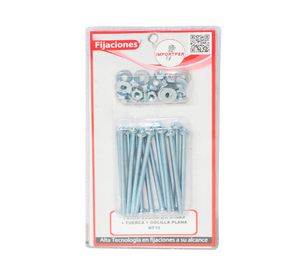 Perno cocina 2/r 3/16'' x 3'' + tuerca + golilla plana blister 15u Imporper