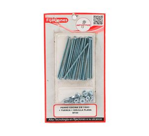 Perno cocina 2/R 5 x 30 mm + Tuerca + Golilla plana 20 unidades Imporper