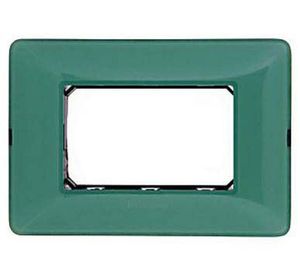 Placa 3 módulos matix té verde Biticino