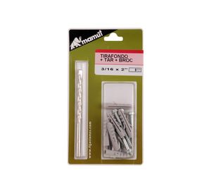 Tirafondo 3/16 x 2'' madera metal + tarugos 8 unidades Mamut