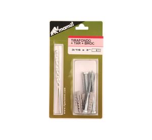 Tirafondo 3/16 x 3 1/2'' madera metal + tarugos 6 unidades Mamut.