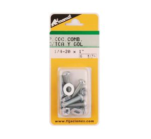 Perno cocina 1/4-20x1 + tuerca + golilla 6 unidades Mamut