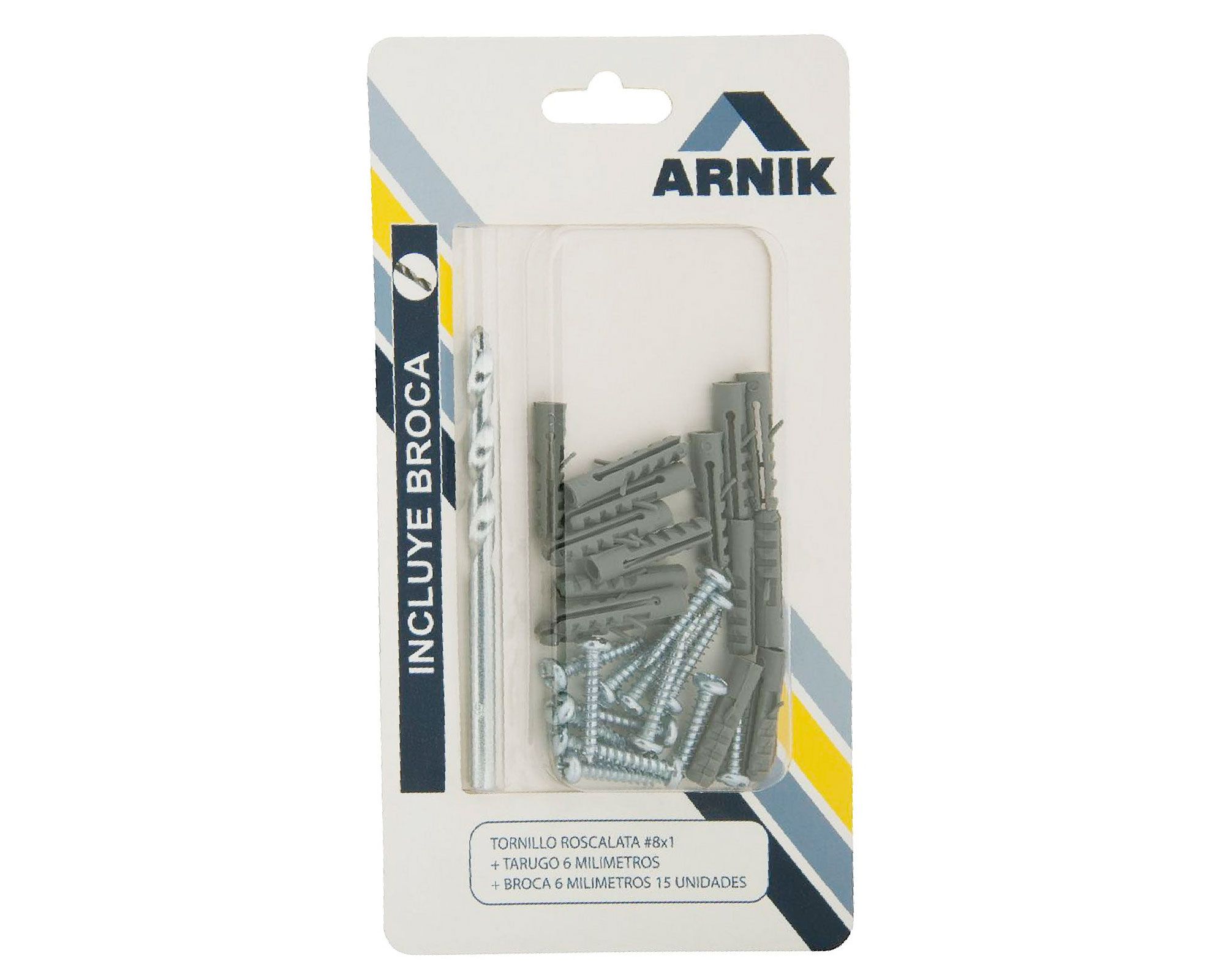 Tornillos 8 x 1 + tarugo nylon m 6 + broca Imporper