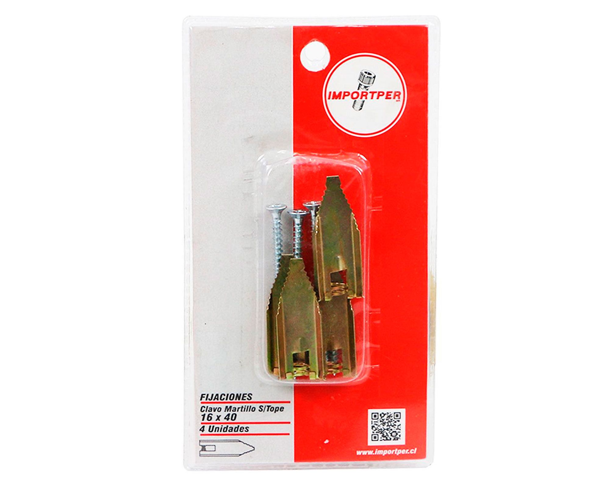 Clavo martillo sin tope 16 x 40 mm 4 unidades Imporper.