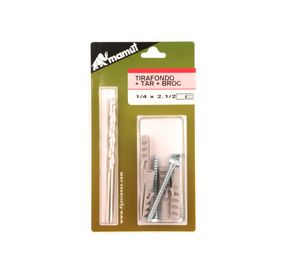 Tirafondo 1/4 x 2 1/2'' madera metal + tarugos 4 unidades Mamut.