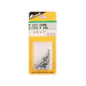 Perno cocina 1/8x1 + tuerca + golilla 12 unidades Mamut