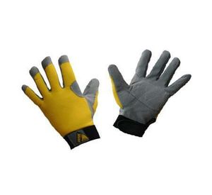 Guante cuero clarino de trabajo jardinero gris/amarillo Wrk Work