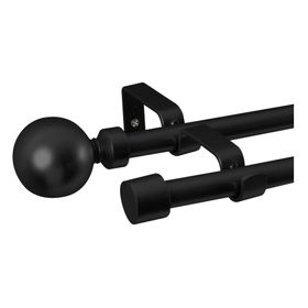 Barra extensible doble 120-210 cm borla negro Cotidiana
