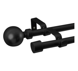 Barra extensible doble 120-210 cm borla negro Cotidiana