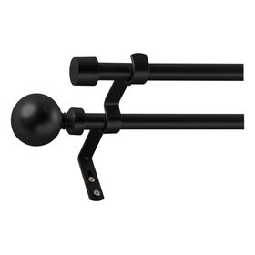 Barra extensible doble 120-210 cm borla negro Cotidiana