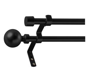 Barra extensible doble 120-210 cm borla negro Cotidiana