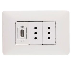 Toma doble + USB blanco Armado Matix Bticino