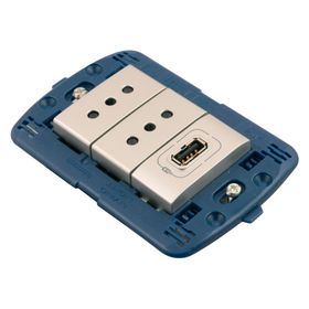 Placa semiarmada toma doble + USB blanco Bticino