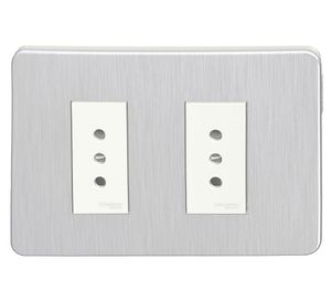 Placa armada toma corriente 2M Orión gris cósmico Schneider