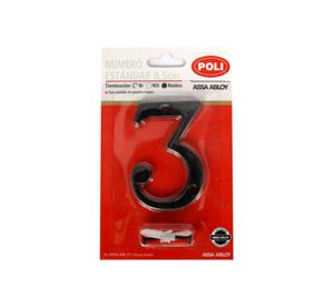 Número 3 8,5 cm Rústico negro Poli