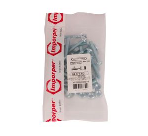 Perno cocina + tuerca + golilla 1/4 x 1 1/2'' zincado 25 unidades Imporper