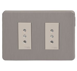 Placa armada doble toma corriente Orión bronce Schneider