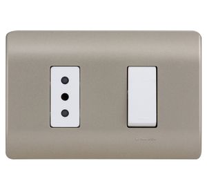 Placa armada interruptor 9/12 + tomacorriente 10A Génesis millan Schneider