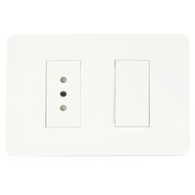 Placa armada toma corriente + interruptor 9/12 Orión blanco Schneider