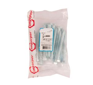 Tirafondo 3/8 x 3 1/2'' zincado 15 unidades Imporper