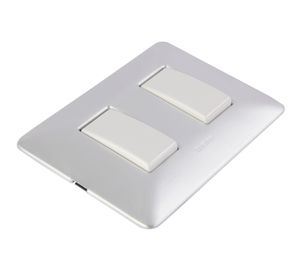 Interruptor doble 16A armado placa aluminio 250v blanco Bticino