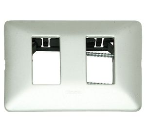 Placa 2 módulos aluminio natural Bticino