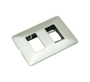 Placa 2 módulos aluminio natural Bticino