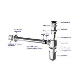Sifón lavatorio 1 1/4" cromado